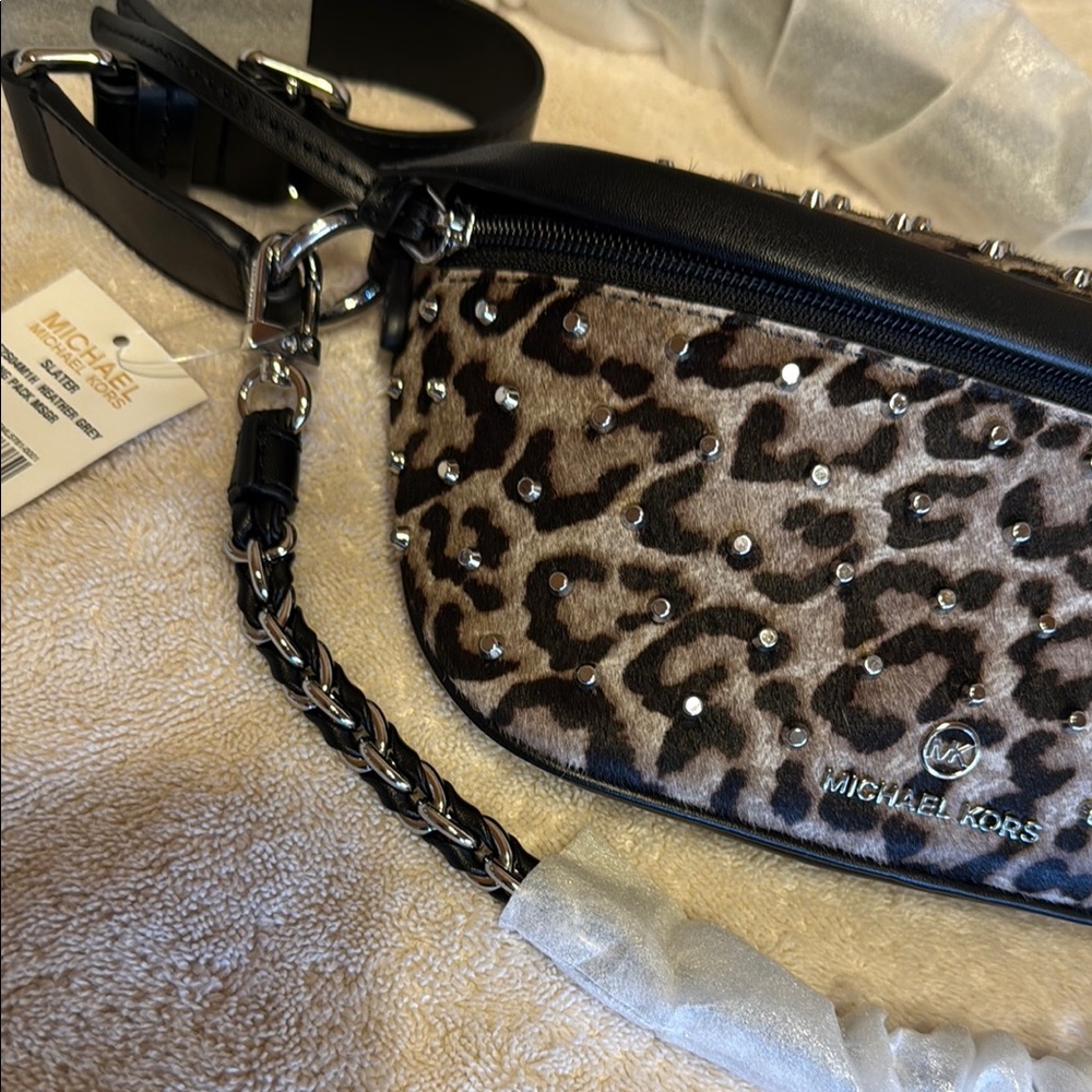 Michael Kors Black and Gray Animal Print Crossbody Bag - Picture 2 of 5